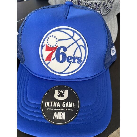 Phill76ers Truckers Hat Blue Adjustable Cap Ultra Game NBA New NBA Philadelphia - Picture 2 of 8